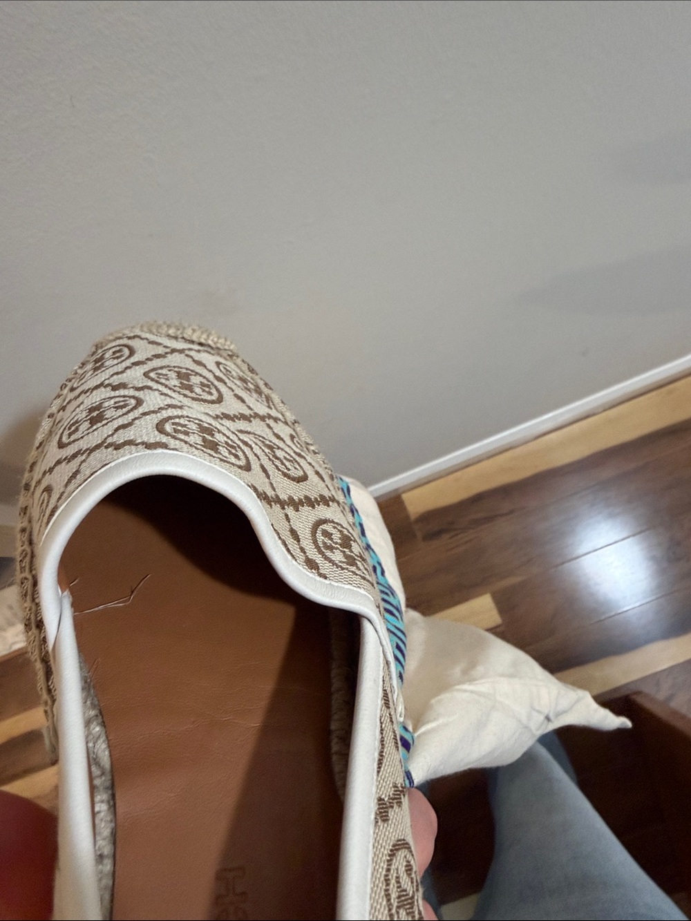 Tory Burch Beige Canvas Logo Espadrille Slip-Ons - Picture 9 of 9